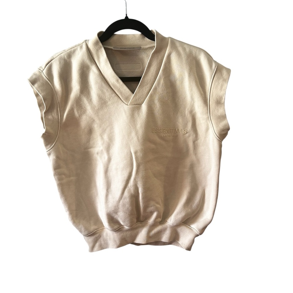Essentials Fear of God sleeveless cream sweatshirt streetwear urban edge